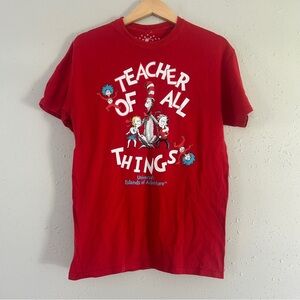 Universal Studio Teacher of All Things Red Short Sleeve Crew Neck Tee Dr Suess